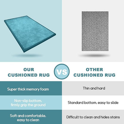 Baby Play Mat Coral Velvet Nursery Rug - 6’7” X 6’7” Memory Foam Area Rug Soft Padded Carpet