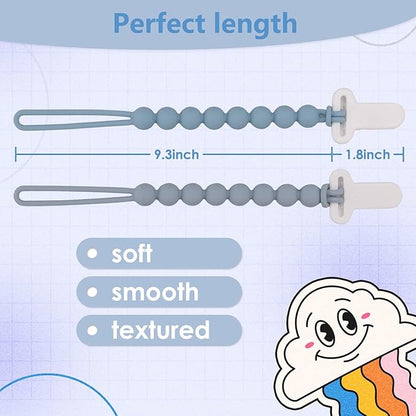 4-Pack Silicone Pacifier Clips with One-Piece Beads for Baby Boys