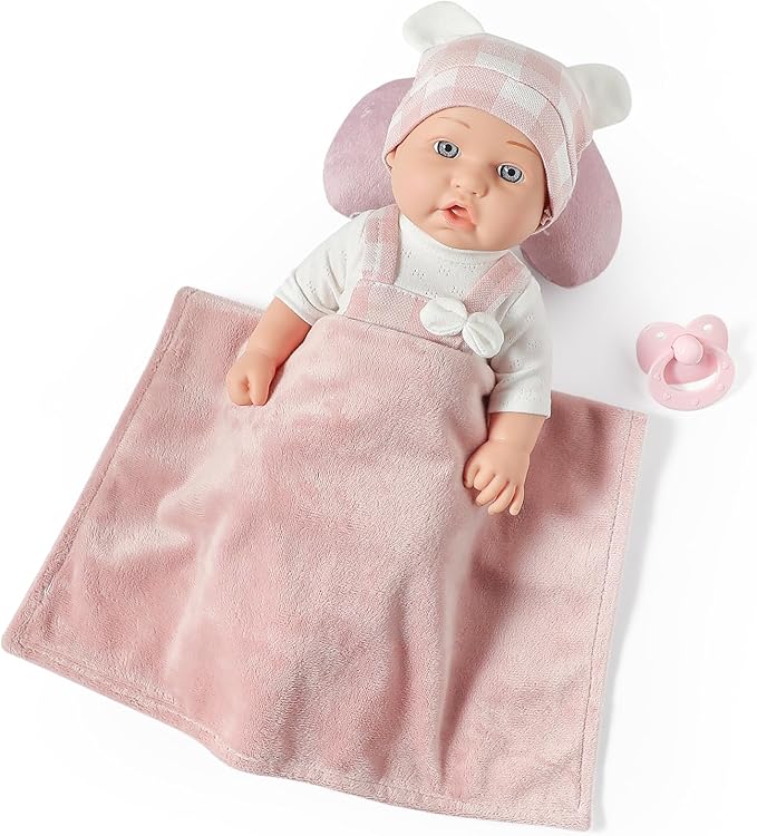 12 Inches Baby Doll Toys Set with Accessories, Includes Baby Doll Carrier Bassinet Bed 3+