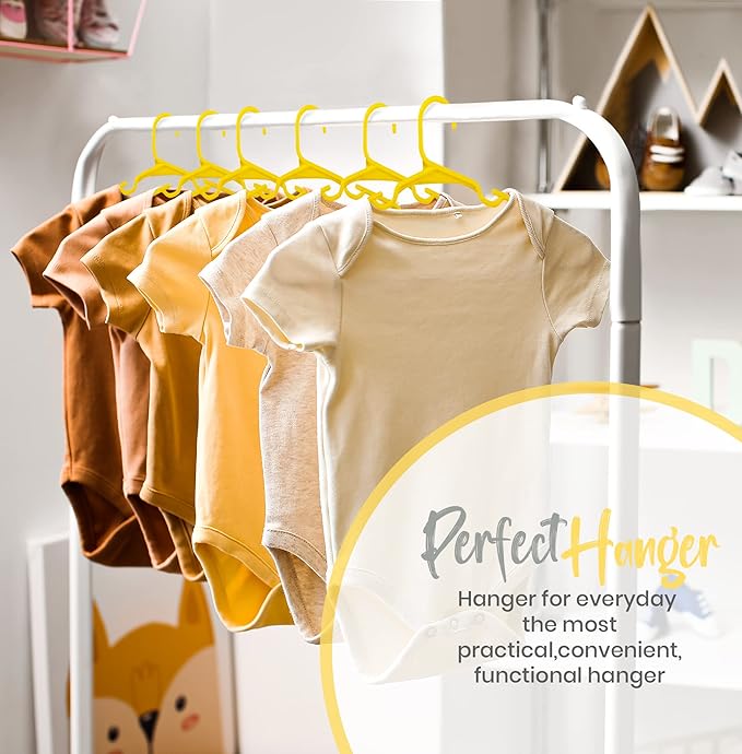 Utopia Home 60 Pack Kids Hangers - 11.5 Inch Plastic Baby Hangers for Closet - Childrens Hanger for Clothes & Infant Hanger for Closet - Ideal for Everyday Standard Use (Yellow)
