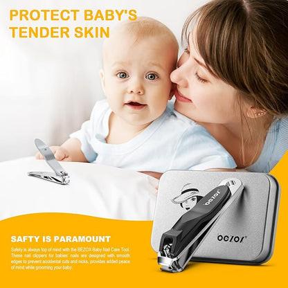 BEZOX Safe Baby Nail Clippers, Small Jaw Kids Nail Clipper Trimmers for Infants, Child and Toddlers, Precision Nail Grooming Tool for Tiny Fingers and Toes - Black