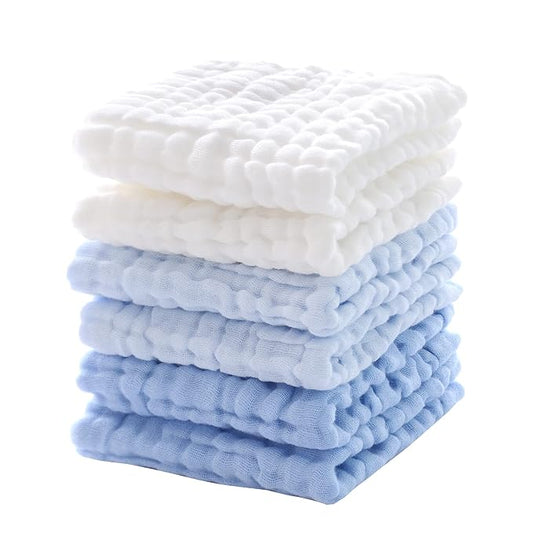 MUKIN Baby Washcloths - Soft Face Cloths for Newborn, Absorbent Bath Wipes 6-12x12 inches