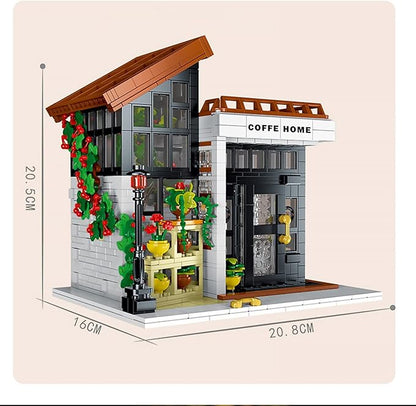 Cafe House Architecture Building Set with LED Light,City Coffee House Model Kit,Building Blocks Toy for 15+ Age Teen,Adult (1512 Pieces)