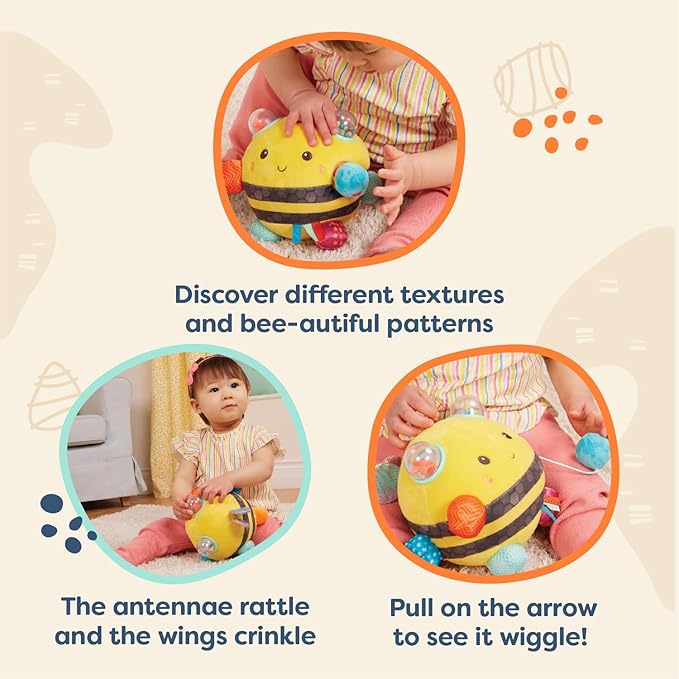 B. Sensory Plush Bumble Bee Baby ,Sensory Baby Toy – Bumpy Plush Bee with Fun Features 0 Months