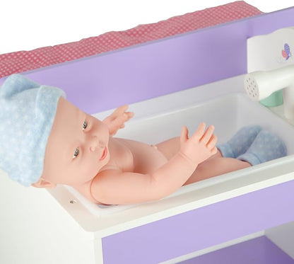 Olivia's Little World Little Princess Baby Doll Two-Sided Wooden Baby Doll Changing Station with Storage Shelves, Closet