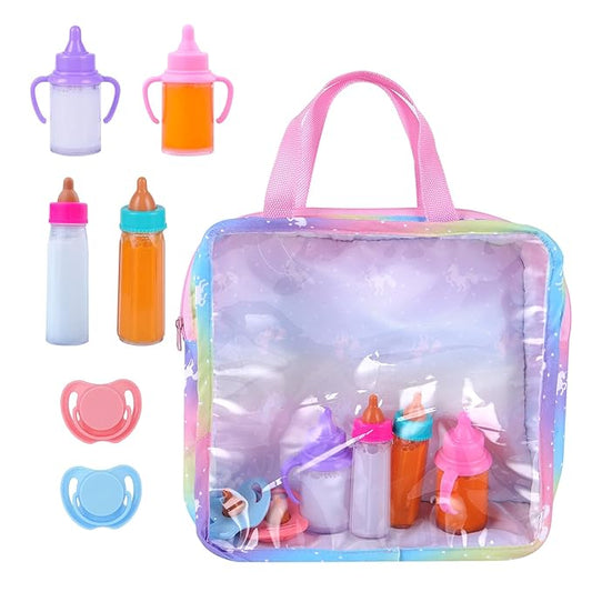 BABESIDE 7 Pcs Baby Doll Bottle Feeding Set, Disappearing Milk