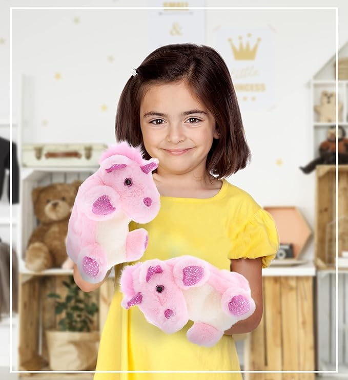 DolliBu Unicorn Plush Hand Puppet for Kids - Soft Plush