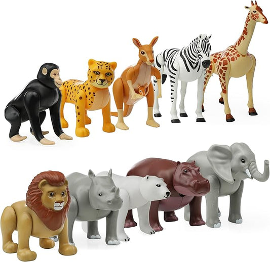 Beverly Hills Doll Collection Safari Animals Figures Set of 10, Safari Zoo Animal Toys for Toddlers