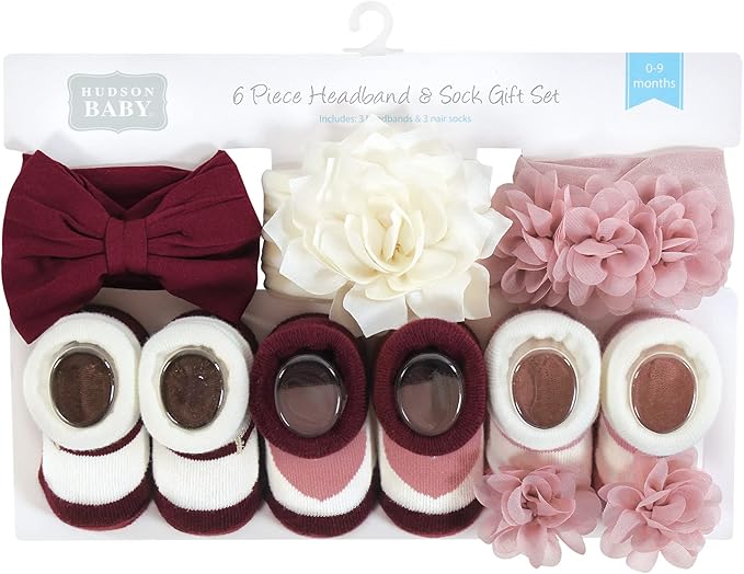 Hudson Baby Girl's Headband and Socks Giftset