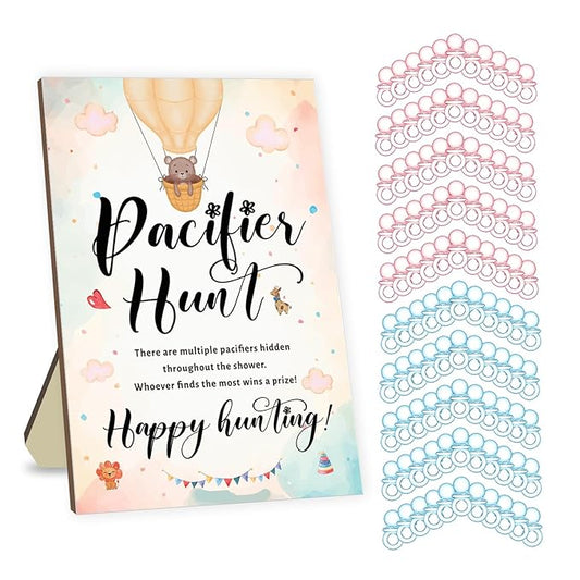 Baby Pacifier Hunt Game, Baby Shower Games Set 50 Mini 50 Blue