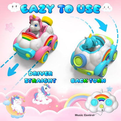 HopeRock Unicorn Toys Remote Control Cars,Toys for Ages 2-4 2 Year 2 Pack 2 3 4 5 6 Year