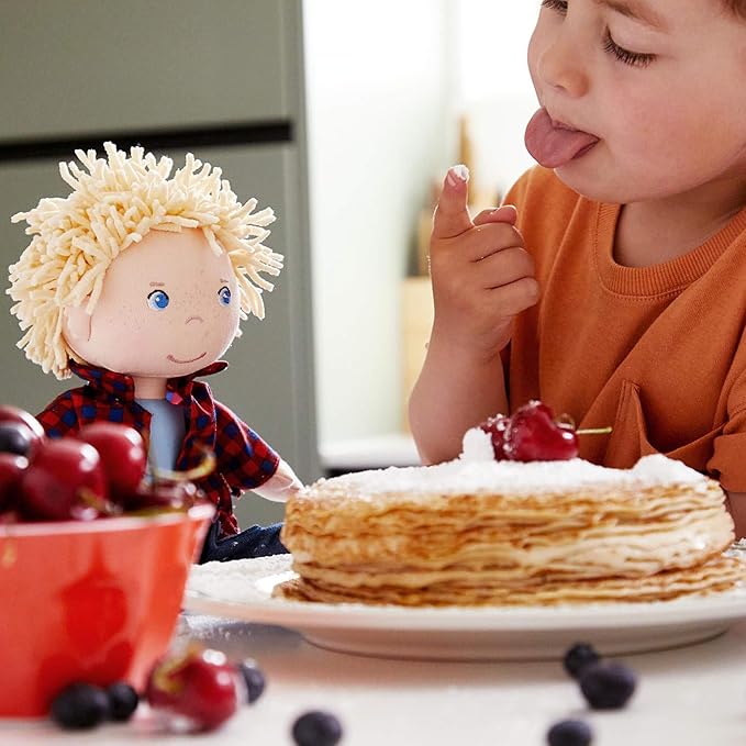 HABA Nick 12" Soft Doll - Baby Boy Doll with Blonde Hair and Blue Eyes (Machine Washable) Perfect Plush Doll Baby for 18 Months & Up