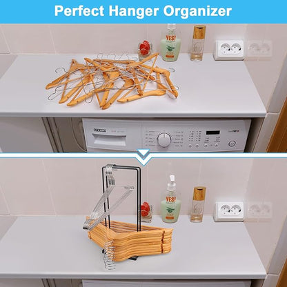 Hanger Stacker 2 Pack, Clothes Hanger Holder Organizer for Closet Laundry Room,Coat Hanger Organizer Stacker for Wire Hangers,Hanger Rack Stand Hanger Caddy for Adult Kids Velvet Pants Hangers Storage