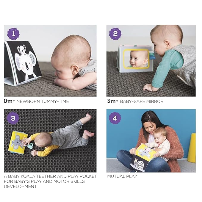 Tummy Time Toys High Contrast Baby Book. Fun, Interactive Crinkle