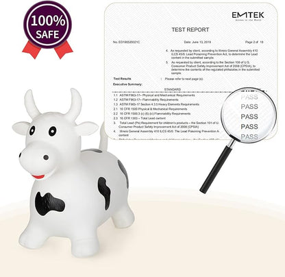 INPANY Inflatable Cow Farm Animal Hopper Toys for 1 2 Year Old Boy Gifts, Ride on Toddler Hopping Bull Toys