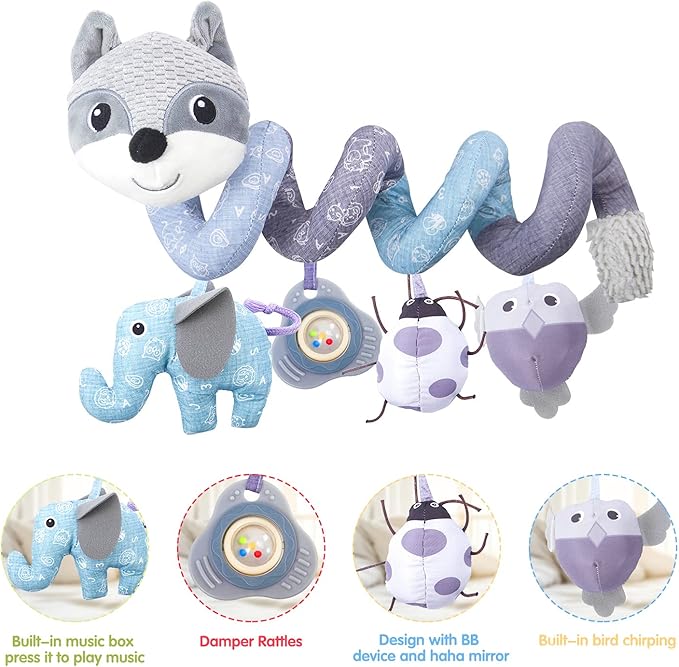 Car Seat Toys, Infant Baby Spiral Activity Hanging Toys