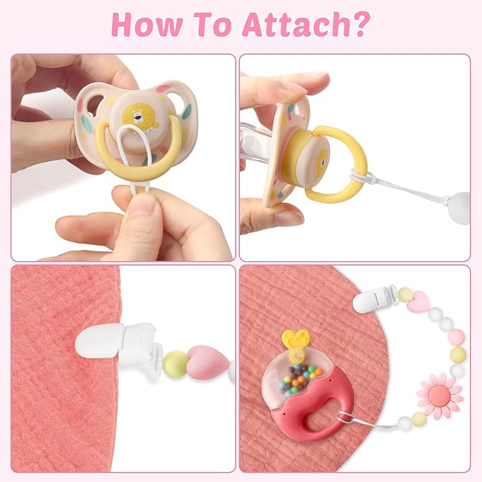Silicone Pacifier Clip, 2 Pack Pacifier Holder for Boys and Girls