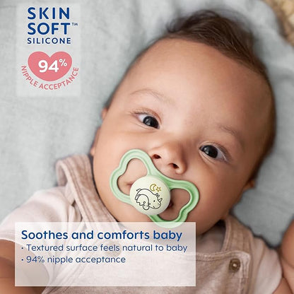 MAM Air Night Pacifiers (1 Sterilizing Pacifier Case), MAM Sensitive Skin Pacifier 6+ Months 6-16 (Pack 2)
