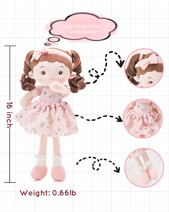 Soft Baby Doll Toys (16''), My First Baby Rag Doll for 1 Year-Old Girl Birthday Gift