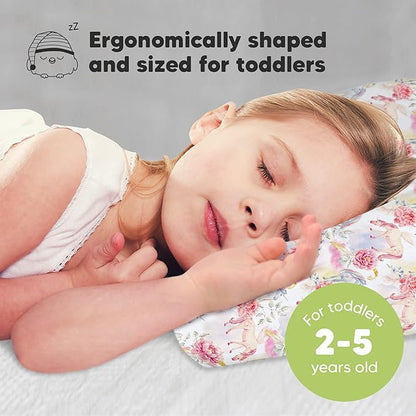 Toddler Pillow with Pillowcase - 13x18 My Little Dreamy Pillow, Organic Cotton Toddler Pillows for Sleeping, Kids Pillow, Travel Pillows, Mini Pillow, Nursery Pillow, Toddler Bed Pillow(Fantasy)