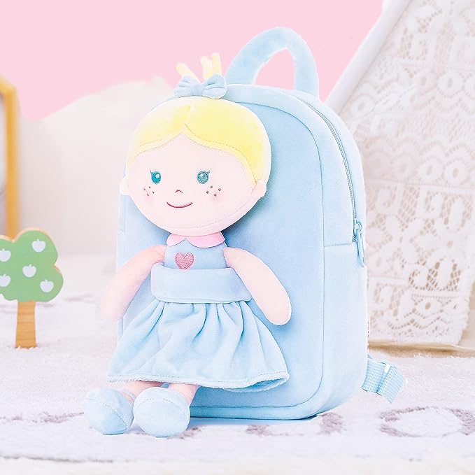 Onetoo Toddler Backpack Kids Backpacks with Soft Tanned Baby Dolls 9.5"