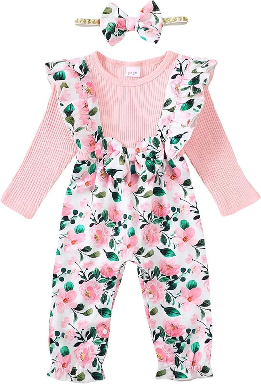 Newborn Baby Girls One Piece Romper Jumpsuit Cute Floral Print