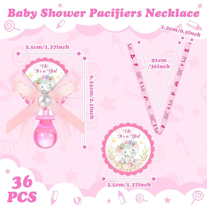 Remuuly 36 Pcs Baby Shower Pacifiers Necklace Gifts Girls Boys