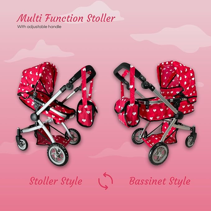 Convertible Combo Baby Doll Stroller for 3 Year Old Girls
