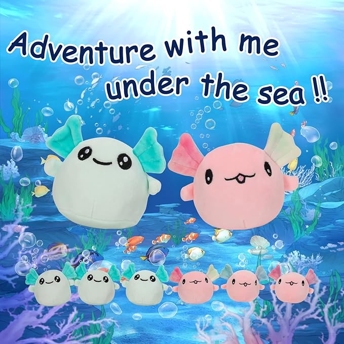 Axolotl Plush Pillow Throw Pillow, Cute Axolotl Plush Toys Doll (6 pcs,
