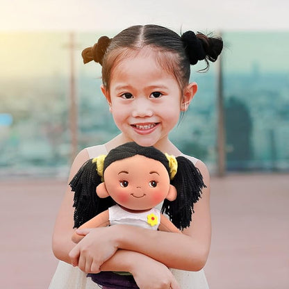 Linzy Plush 16" Yellow Aissa Rag Doll for Girls, Soft Plush Rag Doll
