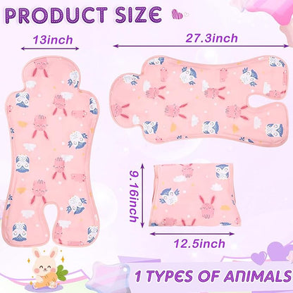 Pinkunn Gel Car Seat Baby Cooling Pad for Summer Breathable Stroller Cooler Pad Multifunctional Carseat Cooling Mat for Baby Child Dining Chair Safety Seat Stroller(Pink,Rabbit)