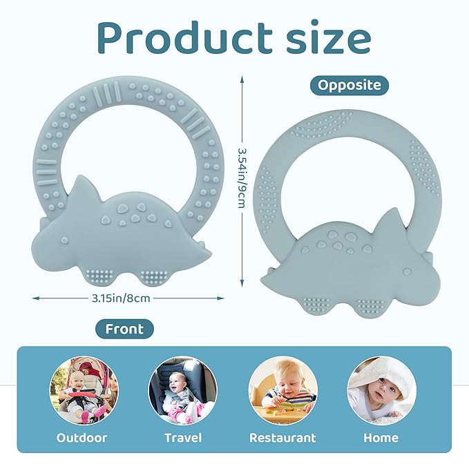 2 Packs Baby Teether Silicone Teething Toys for Babies 0-6 6 to 12 Months B2