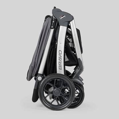 Chicco Bravo 3-in-1 Trio Travel System, Bravo Quick-Fold Stroller with KeyFit 30 Infant Car Seat and base, Car Seat and Stroller Combo | Calla/Grey