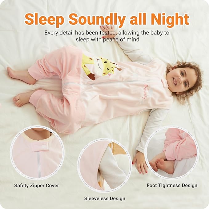 Infant Toddler Sleeping Bag, Baby Sleeping Sack Sleeveless 4 Season 3-5T, Pink