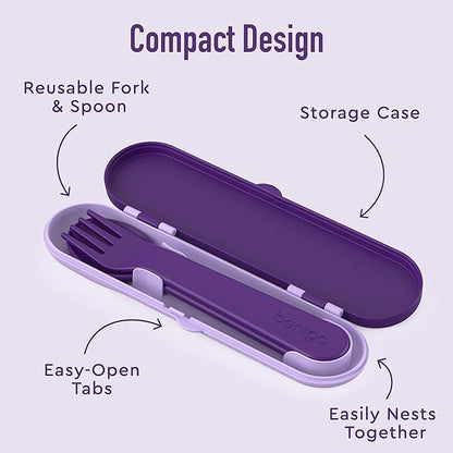 Bentgo Kids Utensil Set - Reusable Plastic Fork, Spoon & Storage Case - BPA-Free Materials, Easy-Grip Handles, Dishwasher Safe - Ideal for School Lunch, Travel, & Outdoors (Unicorn)