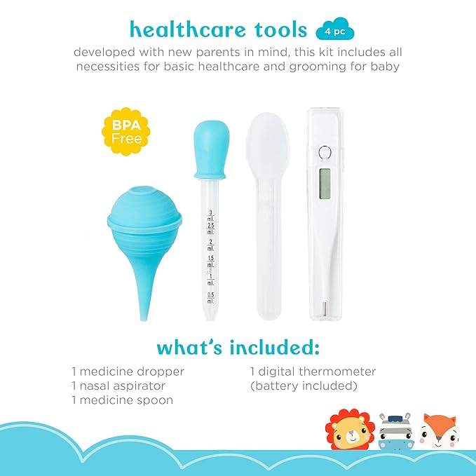 Fisher-Price 16-Piece Baby Grooming & Healthcare Kit, Newborn Essentials Gift Set, Baby Care Kit