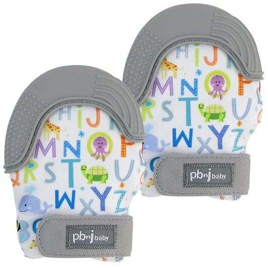 Silicone Infant Teething Mitten Teether Glove Mitt Toy - ABC 2pk