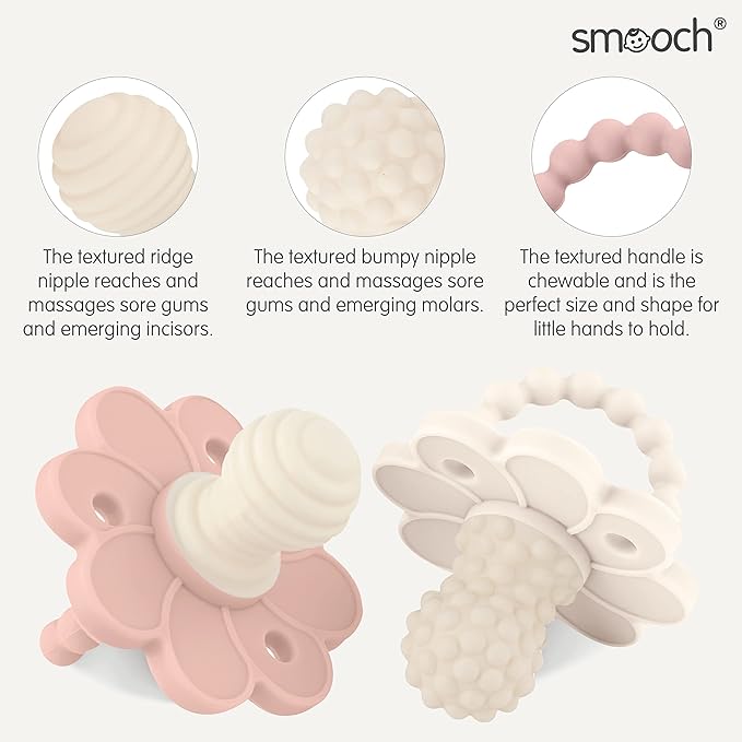 Soothipop Silicone Pacifier Teething Toys for Babies 0-6 Months 12, 18 Months - (2 Pack) Pacifier Shaped Baby Teether
