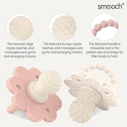 Soothipop Silicone Pacifier Teething Toys for Babies 0-6 Months 12, 18 Months - (2 Pack) Pacifier Shaped Baby Teether