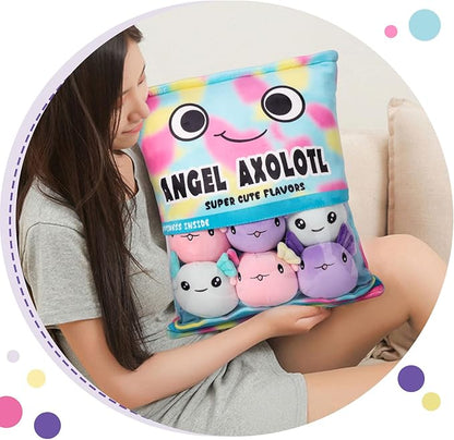 Axolotl Plush Pillow Throw Pillow, Cute Axolotl Plush Toys Doll (6 pcs,