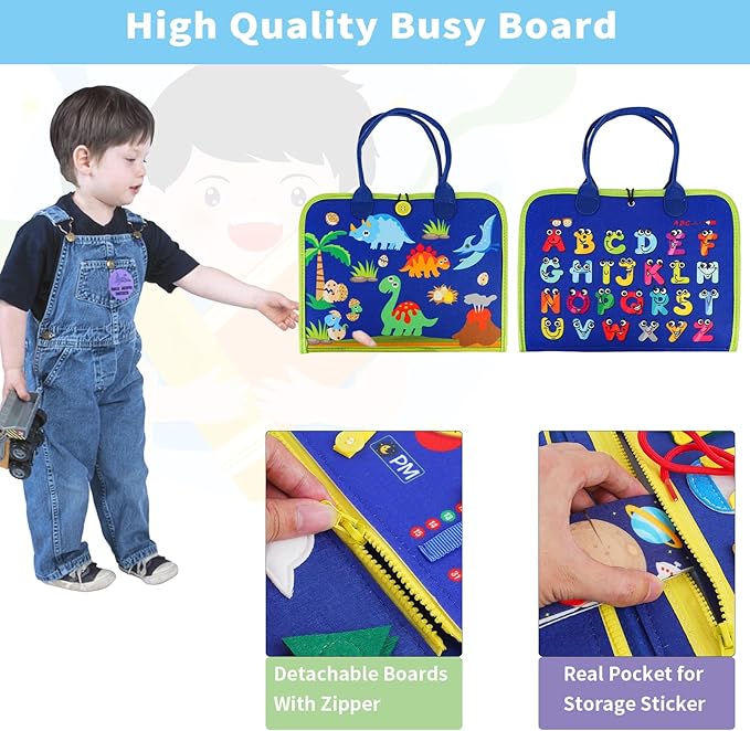 HOMELYLIFE Busy Board for Toddlers, Busy Book Montessori Toys for 3-6 Year Old Preschool Educational Learning Fine Motor Skills