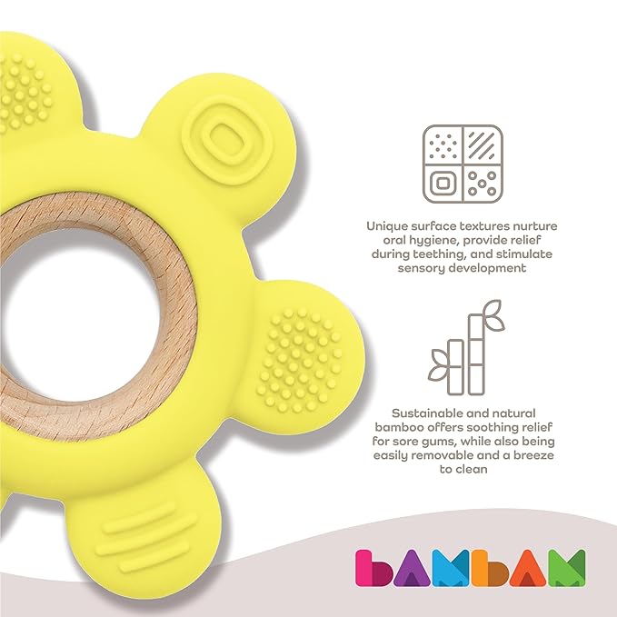 BAMBAM Baby Premium Silicone Teething Ring Toy ??100% BPA Free, Child Safety Tested 0-6, 3-6 6-12 Months