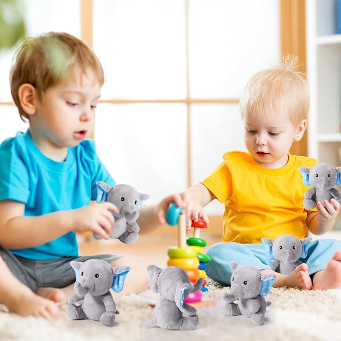 HyDren 8 Pcs Plush Mini Elephant Stuffed Animal Toys 4