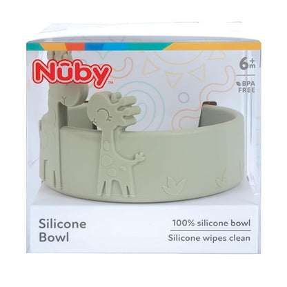 Nuby Animal Friend Silicone Round Plate - Toddler Plate - 6+ Months - Green Giraffe Plate