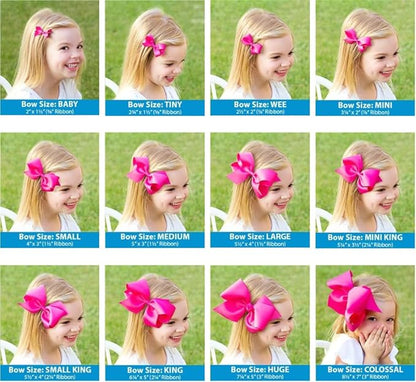 Wee Ones Girls' Grosgrain Hair Bow with Moonstitch Edge and Country Club Inspired Embroidery on a WeeStay Hair Clip, King