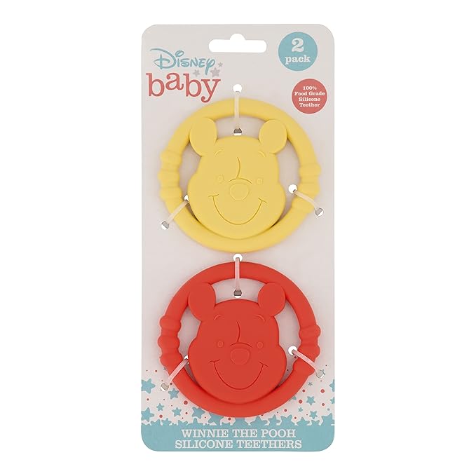 Cudlie Disney Silicone Teether Toy Set for Infants, Food Grade and BPA Free Teethers for Babies 6-12 Months 2-Pack Teether