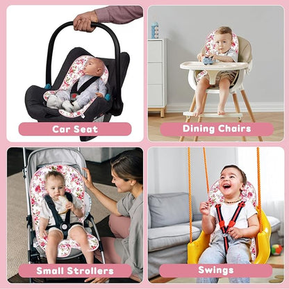 Baby Carriage Cushion, Universal Breathable Car Seat Insert Cushion, 3D Air Mesh Baby Seat Pad Liner for CarSeat, Buggy, High Chair (Flower)