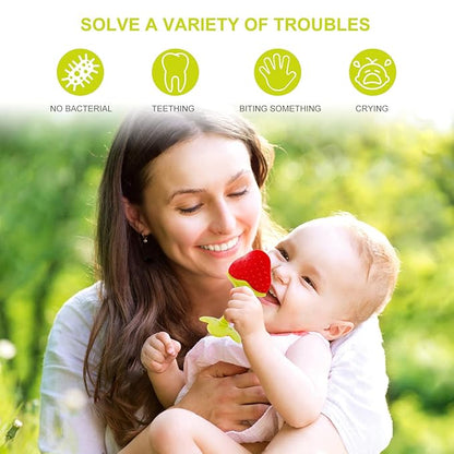 NASHRIO Baby Teething Toys Pack of 6 - Silicone BPA Free Natural Organic Freezer Safe Teethers for Newborn Infant, Soft & Textured