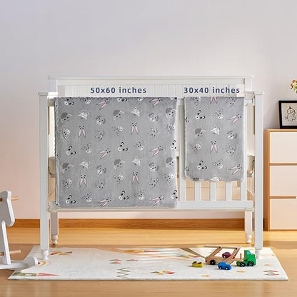 DaysU Silky Micro Soft Plush Baby Blankets Unisex with Print Animal Pattern and Soothing Raised Dots, Double Layer Bed Throws for Baby Crib 30x40 Inches