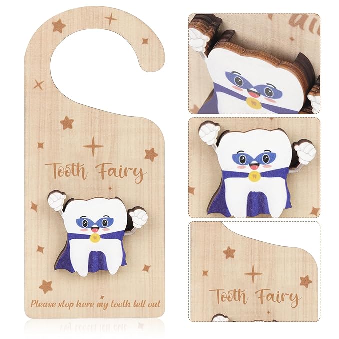 Tooth Door Hanger with Money Holder, Wooden Tooth Door Holder 3D Lost